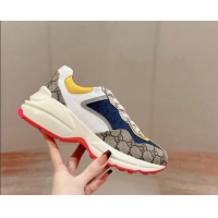 Sumptuous Gucci Women Rhyton Sneakers in GG Supreme Canvas Yellow/Multicolor 906125