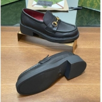 Duplicate Gucci Horsebit Calf Leather Loafers 4.5cm Black 906129