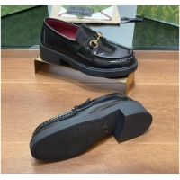 Cheap Price Gucci Horsebit Shiny Leather Loafers 4.5cm Black 906130