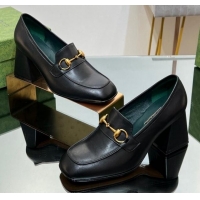 Charming Gucci Horsebit Leather Pumps 7.5cm Black 906131