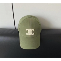 Famous Brand Celine Canvas Baseball Hat CE08151 Triomphe Green 2023