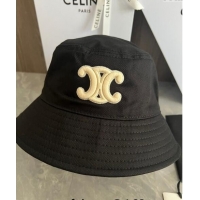 Top Design Celine Triomphe Denim Bucket Hat CE10181 Black 2023