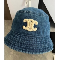 Low Cost Celine Triomphe Denim Bucket Hat CE10181 Blue 2023