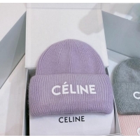 Luxury Discount Celine Rabbit Fur Knit Hat CE10182 Light Purple 2023