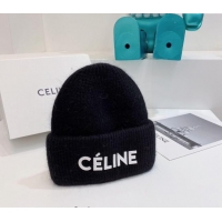 Top Design Celine Rabbit Fur Knit Hat CE10182 Black 2023