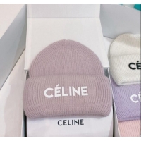 Luxury Discount Celine Rabbit Fur Knit Hat CE10182 Pale Purple 2023