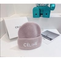 Luxury Discount Celine Rabbit Fur Knit Hat CE10182 Pale Purple 2023