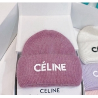 Best Price Celine Rabbit Fur Knit Hat CE10182 Purple 2023