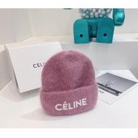 Best Price Celine Rabbit Fur Knit Hat CE10182 Purple 2023