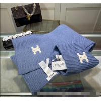 Grade Quality Celine Knit Hat and Scarf Set CE10183 Light Blue 2023