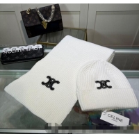 Pretty Style Celine Knit Hat and Scarf Set CE10183 White 2023