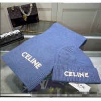 Best Grade Celine Knit Hat and Scarf Set CE10183 Light Blue 2023