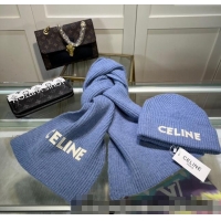 Best Grade Celine Knit Hat and Scarf Set CE10183 Light Blue 2023