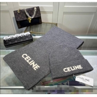 Buy Inexpensive Celine Knit Hat and Scarf Set CE10183 Grey 2023