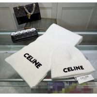 Low Cost Celine Knit Hat and Scarf Set CE10183 White 2023