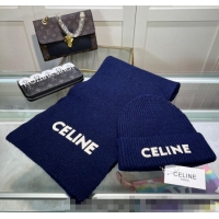 Popular Style Celine Knit Hat and Scarf Set CE10183 Royal Blue 2023