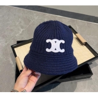 Unique Discount Celine Triomphe Knit Hat 1123 Navy Blue 2023