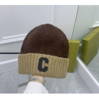 Top Design Celine C Knit Hat CE122201 Beige/Brown 2023