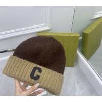 Top Design Celine C Knit Hat CE122201 Beige/Brown 2023