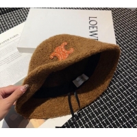 Luxurious Celine Triomphe Bucket Hat with Studs CE122202 Brown 2023