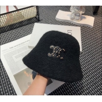 Best Luxury Celine Triomphe Bucket Hat with Studs CE122202 Black 2023