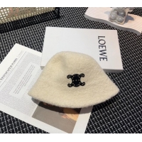 Well Crafted Celine Triomphe Bucket Hat with Studs CE122202 White 2023