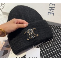 Top Design Celine Triomphe Knit Hat with Studs CE122203 Black 2023