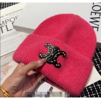 Unique Style Celine Triomphe Knit Hat with Studs CE122203 Pink 2023