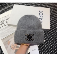 Buy New Cheap Celine Triomphe Knit Hat with Studs CE122203 Grey 2023