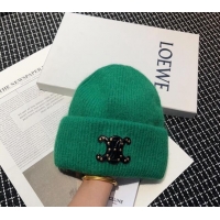 Cheapest Celine Triomphe Knit Hat with Studs CE122203 Green 2023