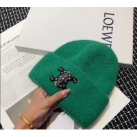 Cheapest Celine Triomphe Knit Hat with Studs CE122203 Green 2023