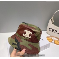 Best Price Celine Green Camouflage Bucket Hat with Logo 0112 2024