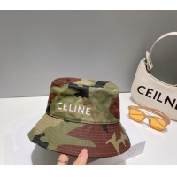 Cheap Design Celine Green Camouflage Bucket Hat with CELINE 0112 2024