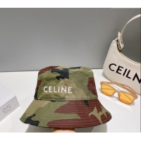 Cheap Design Celine Green Camouflage Bucket Hat with CELINE 0112 2024