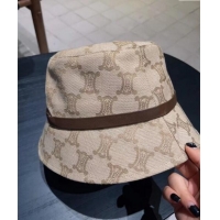 Top Grade Celine Triomphe Fabric Bucket Hat 0301 Beige 2024