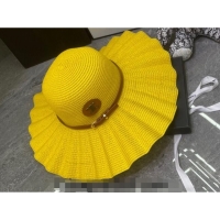 Grade Quality Celine Straw Wide Brim Hat 0301 Yellow 2024