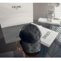 New Design Celine Embroidered logo Leather Baseball Hat 0302 Black 2024