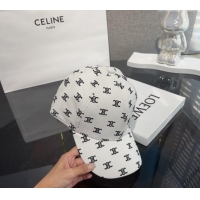 Buy Classic Celine Embroidered logo Leather Baseball Hat 0302 White 2024