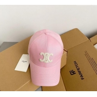 Hot Style Celine Canvas Baseball Hat Triomphe 040302 Light Pink 2024