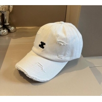 Luxury Discount Celine Canvas Baseball Hat 0514 White 2024