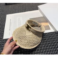 Sophisticated Celine Crochet Straw Visor Hat 0619 Beige 2024