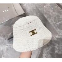 Cheap Price Celine Knit Bucket Hat 0710 White 2024