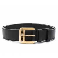 ​Top Quality Miu Miu Logo-Embellished Leather Belt M8410 Black/Gold