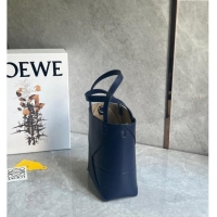 Super Quality Loewe Mini Puzzle Fold Tote Bag in patchwork calfskin L0051 Abyss Blue 2024