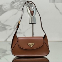 Top Quality Prada Small leather shoulder bag 1BD358 Brown 2024