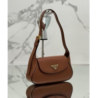 Top Quality Prada Small leather shoulder bag 1BD358 Brown 2024