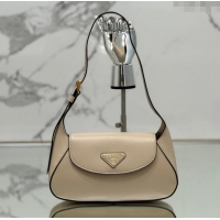 Famous Brand Prada Small leather shoulder bag 1BD358 Beige 2024