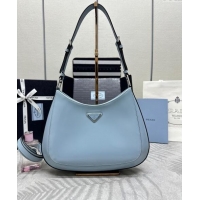 Famous Brand Prada Cleo Brushed Leather Shoulder Bag 1BC156 Blue 2024