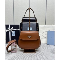 Top Grade Prada Cleo Brushed Leather Shoulder Bag 1BD303 Brown 2024