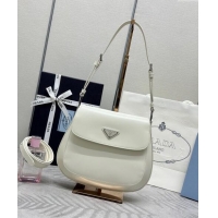 Grade Quality Prada Cleo Brushed Leather Shoulder Bag 1BD303 White/Silver 2024